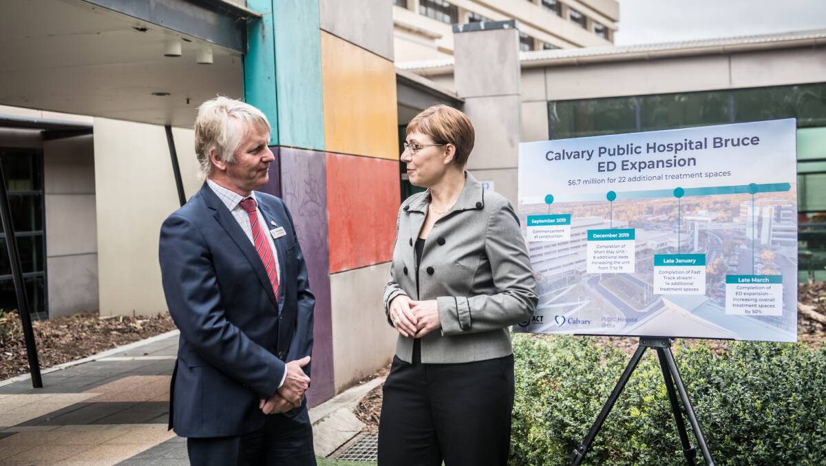 Minister for Health Rachel Stephen-Smith and Calvary public hospital Bruce General manager Mark Dykgraaf announce the commencement of construction of the Emergency Department expansion. Picture: Karleen Minney.