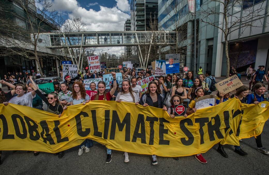 The climate strike in Glebe Park on Friday. Picture: Karleen Minney