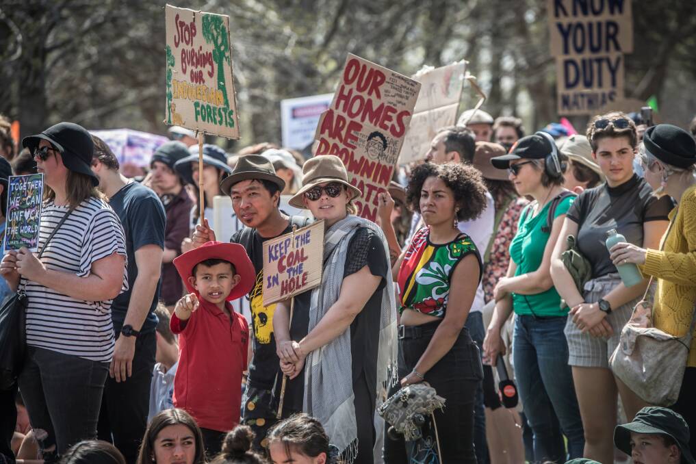Thousands of Canberrans gathered in Glebe Park on Friday to call for action on climate change. Picture: Karleen Minney