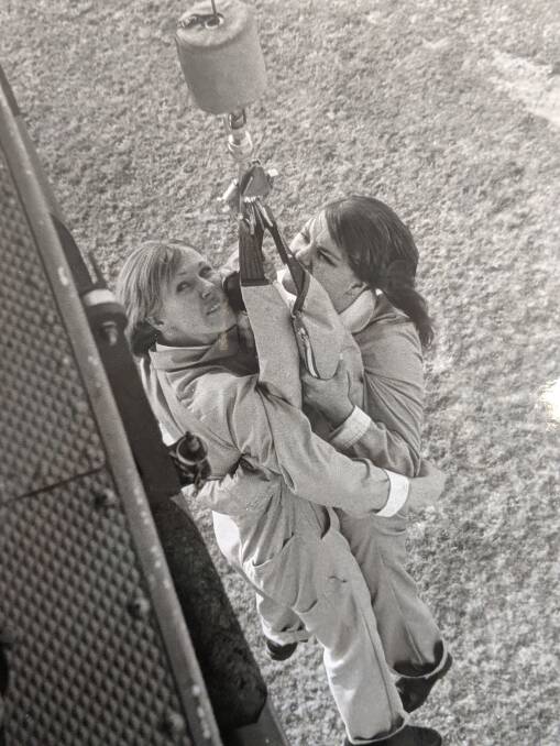 Ingrid Mears and Kim Yarra (now Shoard) doing their rescue training for the ACT Ambulance Service.