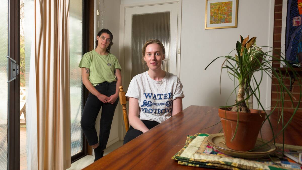 Housemates Maryclare Woodforde and Bella Himmelreich, who have welcomed ACT government plans to require minimum energy efficiency ratings for rentals. Picture: Elesa Kurtz