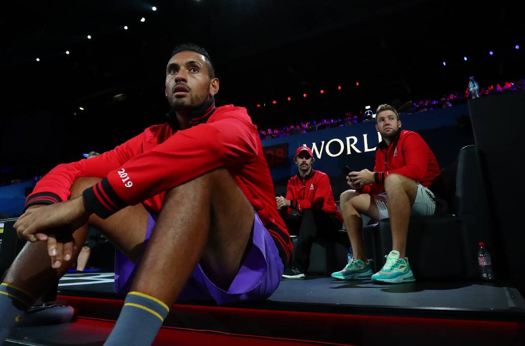 Kyrgios received praise from Australia Davis Cup captain Lleyton Hewitt. Picture: Getty Images