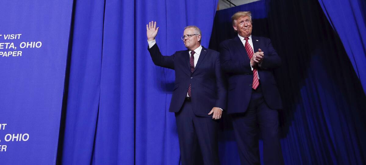 Prime Minister Scott Morrison and President of the United States Donald Trump. Picture: Alex Ellinghausen