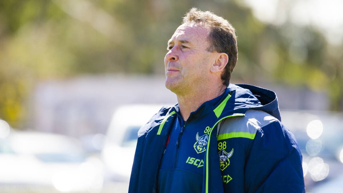 Raiders coach Ricky Stuart will wait for the right moment to send the rookie in. Picture: Jamila Toderas