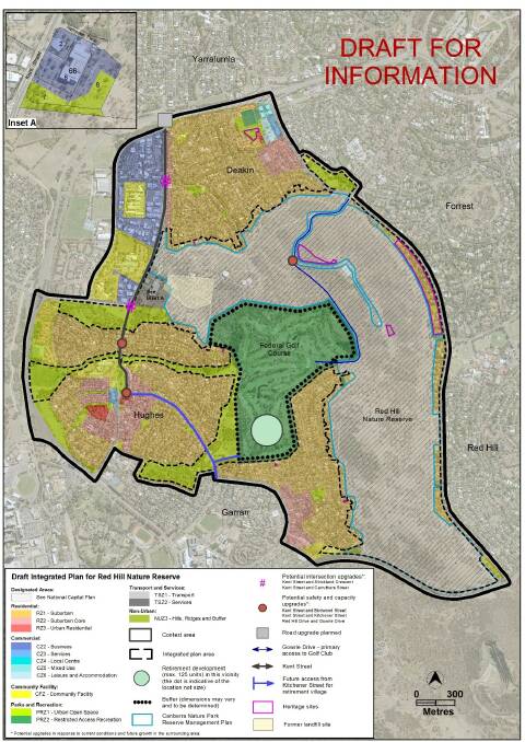 A map included in the draft Red Hill precinct plan, which was published late on Monday. 