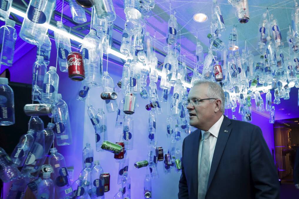 Prime Minister Scott Morrison attends the Ocean Wave event at the United Nations headquarters in New York. Picture: Alex Ellinghausen