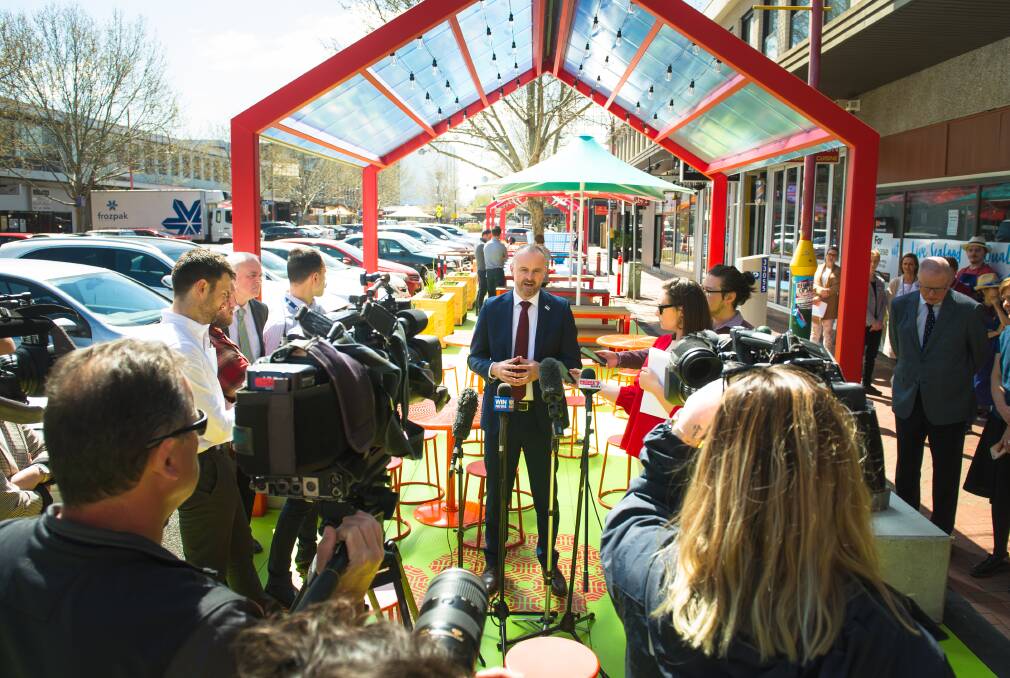Chief Minister Andrew Barr answers questions about cannabis becoming legal in the ACT on Wednesday. Picture: Elesa Kurtz
