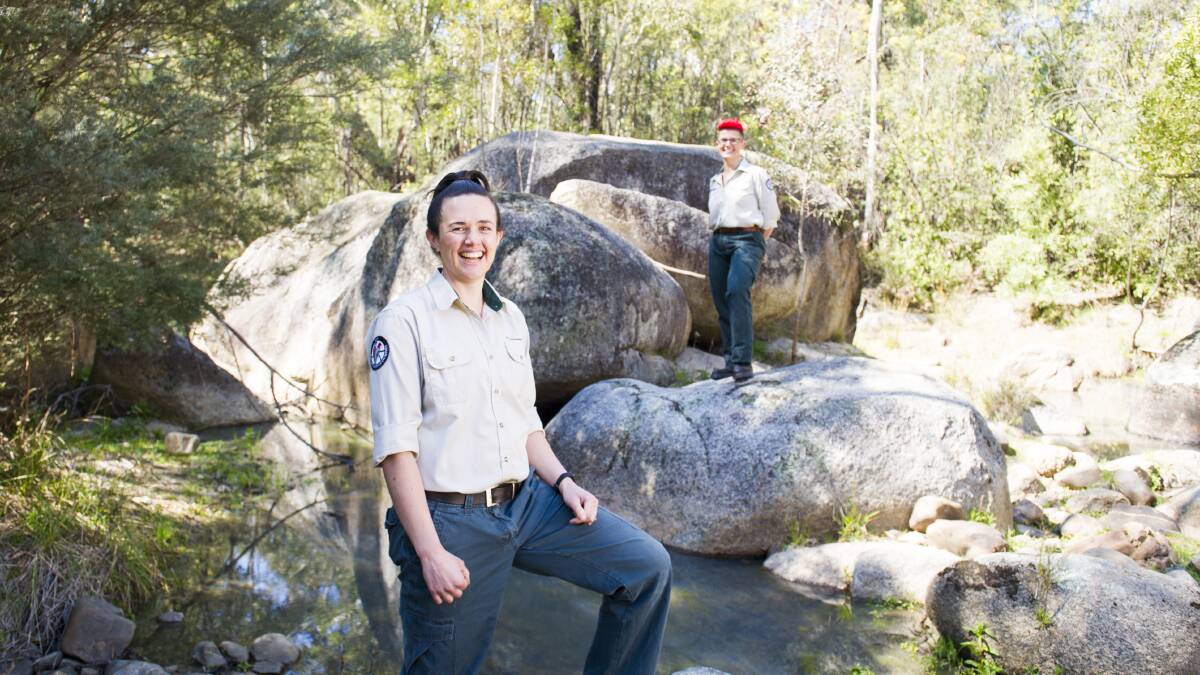 Tidbinbilla reserve's projects manager Heather Gow-Carey, left, and visitor services officer Colette Neumann. Picture: Dion Georgopoulos