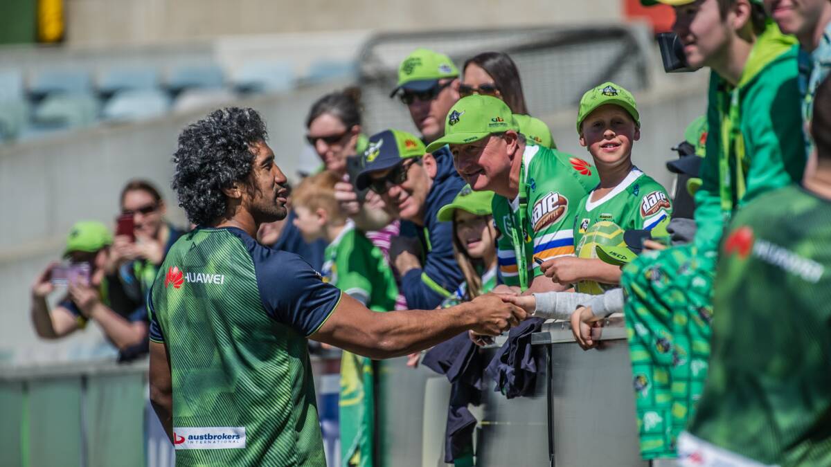 Canberra Raiders host special fan training session for mermbers at GIO stadium ahead of the grand final. Picture: Karleen Minney