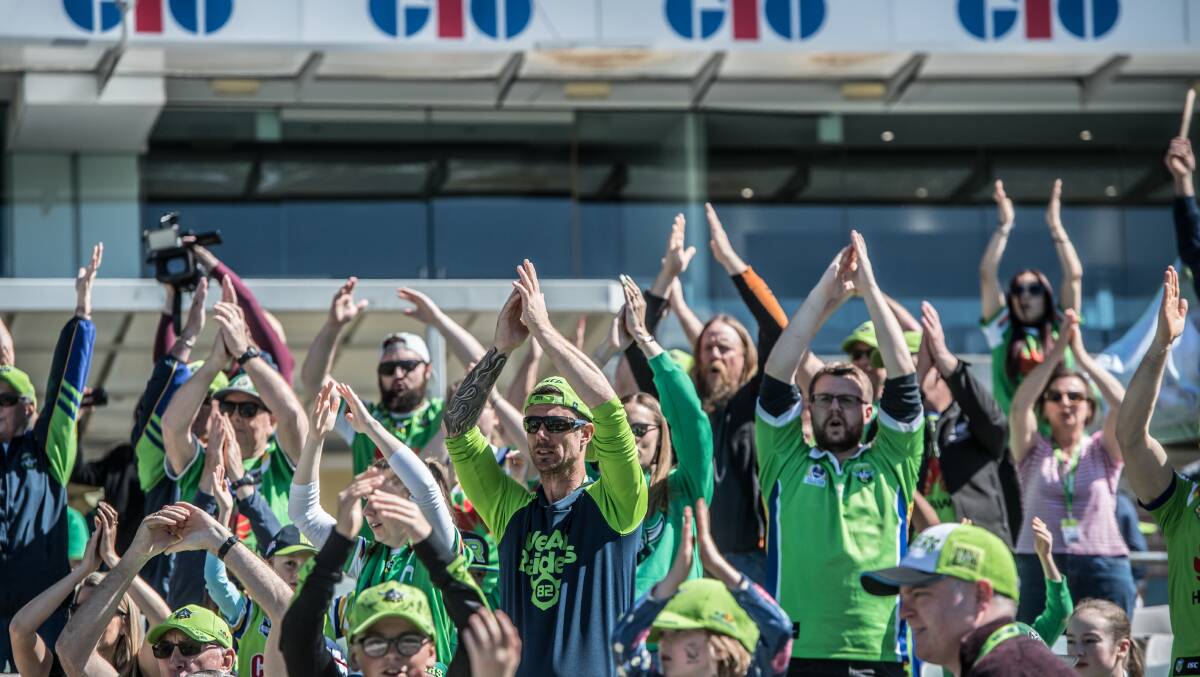 Raiders fans doing a Viking clap at an open training session earlier this week.
Picture: Karleen Minney