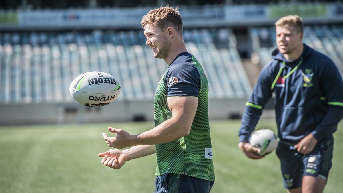 Hudson Young and Jack Murchie are back at pre-season training. Picture: Karleen Minney