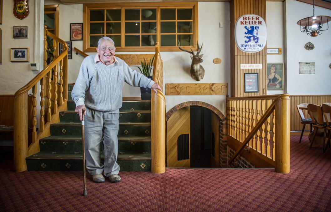 Don Bruce, 98, loves socialising at the Harmonie German club. Picture: Karleen Minney