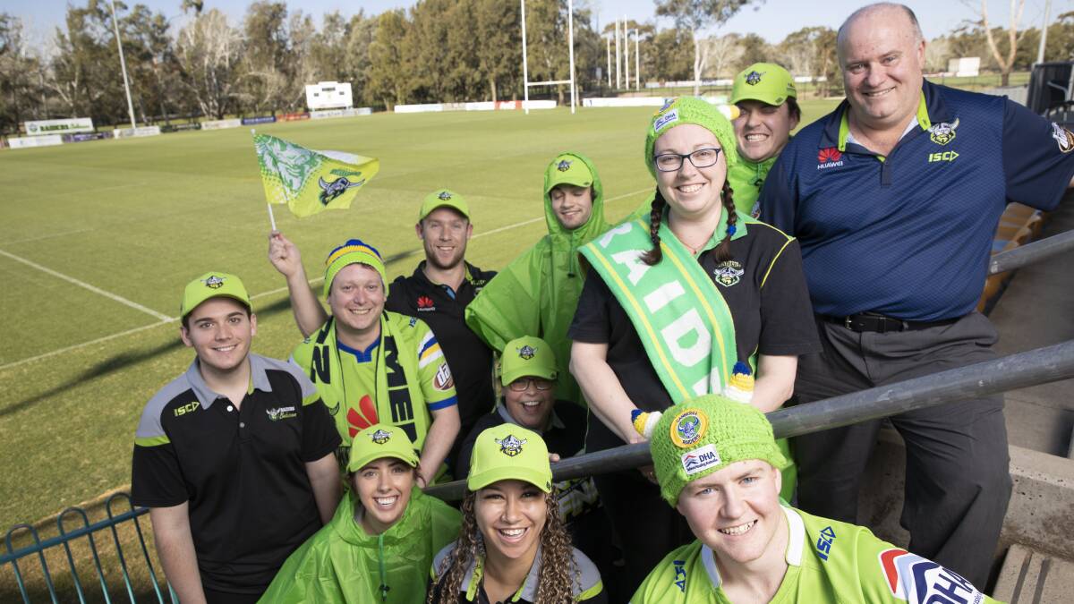 Raiders Belconnen club general manager Craig Potts, right, and his staff are preparing to host a grand final watch party on Sunday night. Picture: Sitthixay Ditthavong
