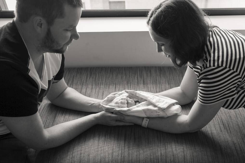 Nathan and Rachel Beasley with their son, Nicholas Beasley, the day after he was born. Picture: Heartfelt