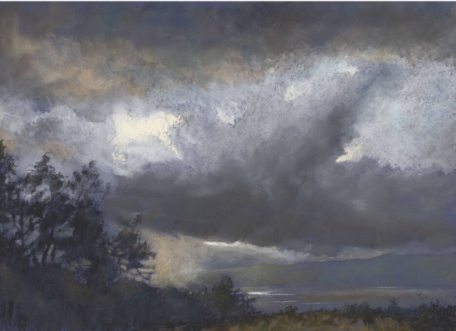 Roger Beale, Lake George, morning rain, 2018 in Sun, rain, flowers at Humble House Gallery. Picture: Supplied