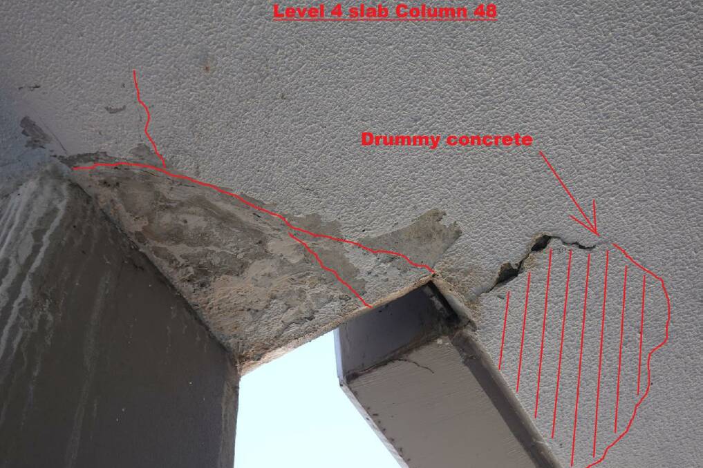 Picture which shows cracking in the concrete slab at Kingston Place. Picture: Supplied