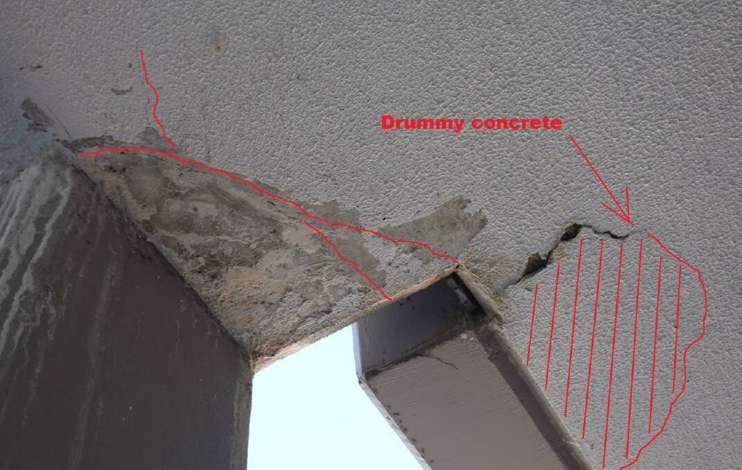 Photo which shows cracking in the concrete slabs at Kingston Place. Picture: Supplied 