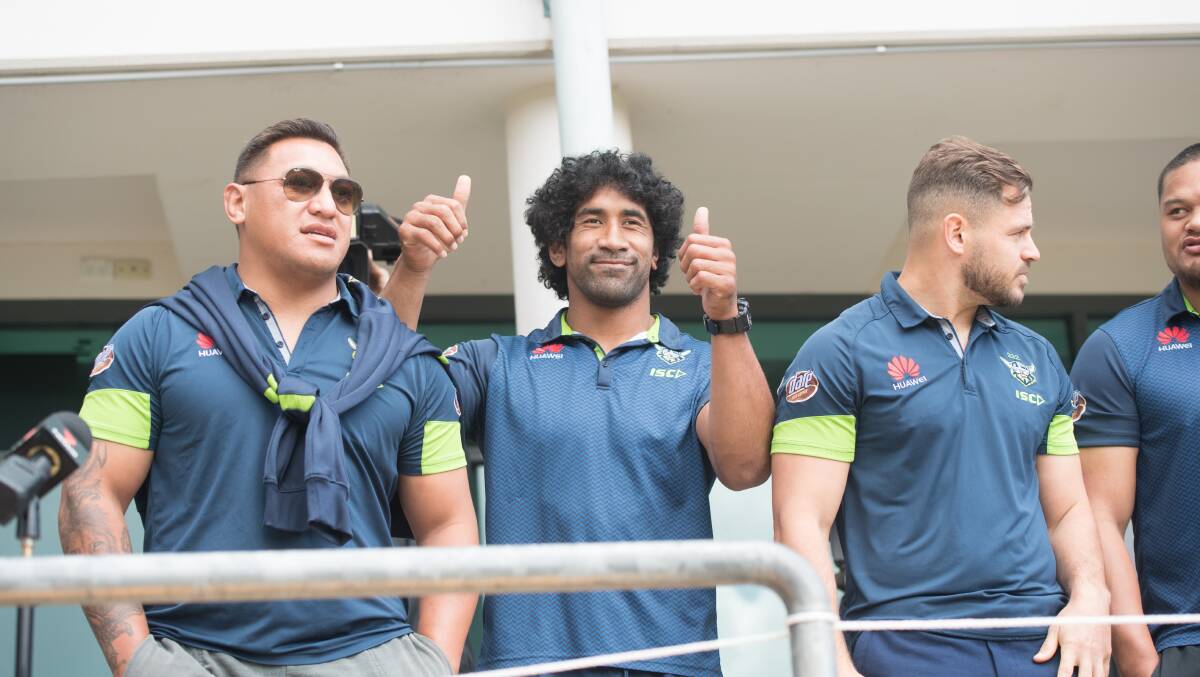 Josh Papalii and Sia Soliola thanked fans for their support this season. Picture: Karleen Minney.
