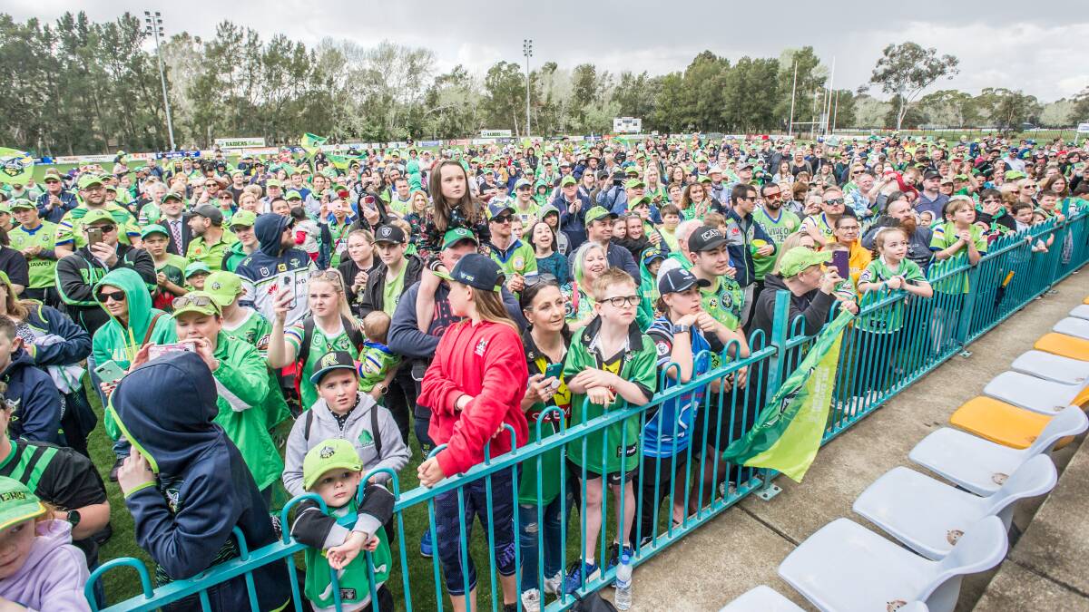 Hundreds of Raiders fans turned up to congratulate the players on Tuesday. Picture: Karleen Minney.