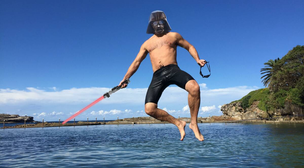 Former Canberran Kenton Webb swimming on May the fourth. Picture: Supplied