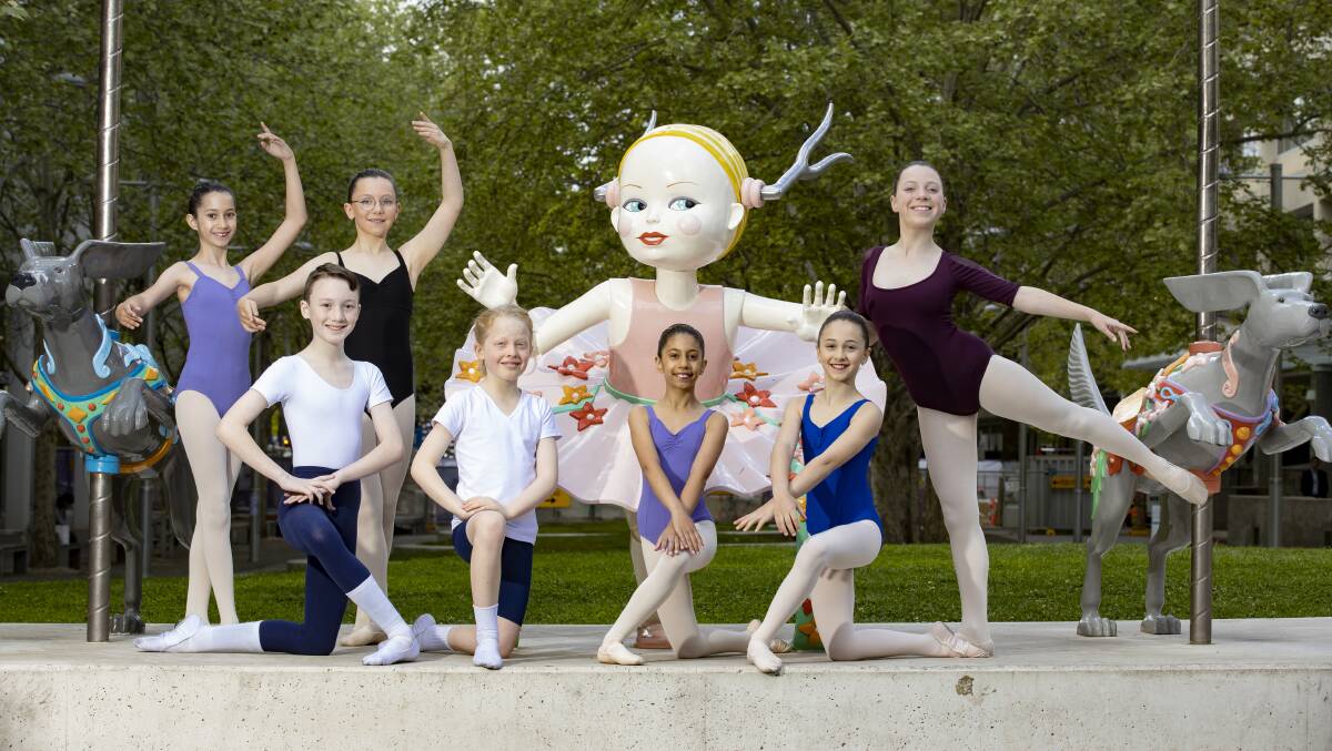 Queensland Ballet Company will include local children in their upcoming production of Cinderella. Ayla Haragli, Zoe Young, Ryan Black, Ollie Potter, Miya Haragli, Sienna Guglielmin and Anneliese Young. Picture: Sitthixay Ditthavong
