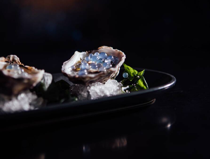 Oyster with Blue Majik ginger caviar drop. Picture: Ash St George