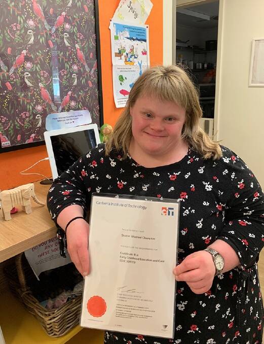 Sharon Champion with her childcare certificate. Picture: Supplied
