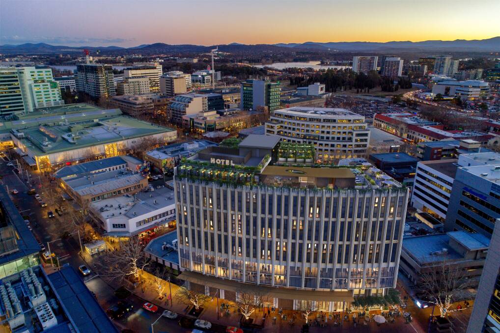 Geocon's proposed $130 million Canberra City Luxury Hotel in Bunda Street. Picture: Supplied