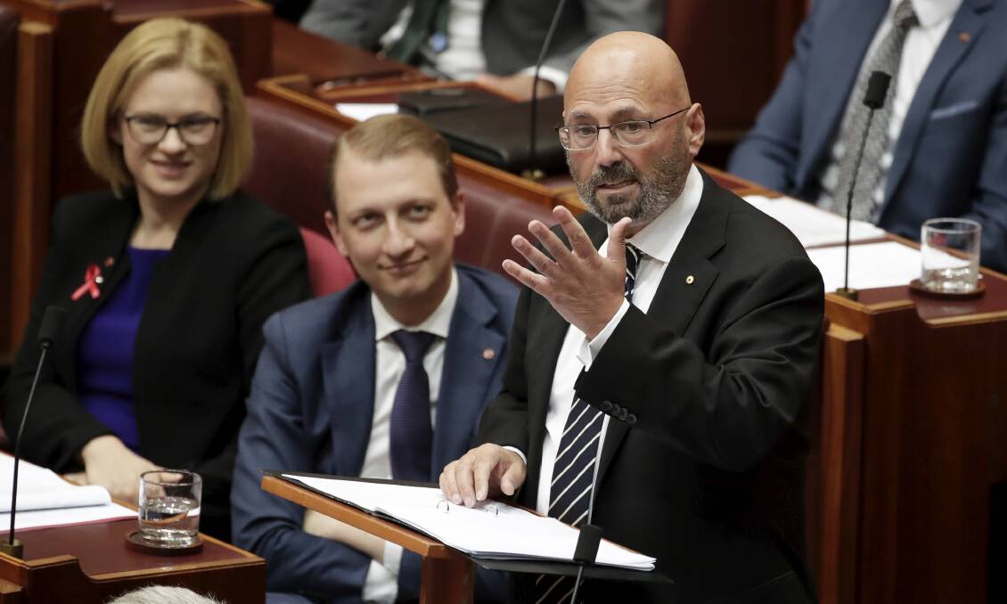 Senator Arthur Sinodinos delivered his valedictory speech to the Senate on Wednesday before he begins his tenure as ambassador to the United States. Picture: Alex Ellinghausen