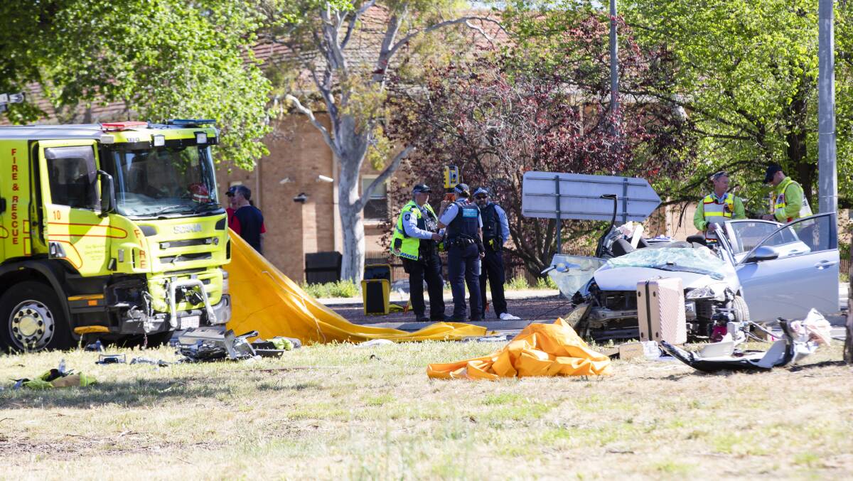 A woman died after a collision with a fire truck on the corner of Bowen Drive and Brisbane Avenue on Monday. Picture: Jamila Toderas