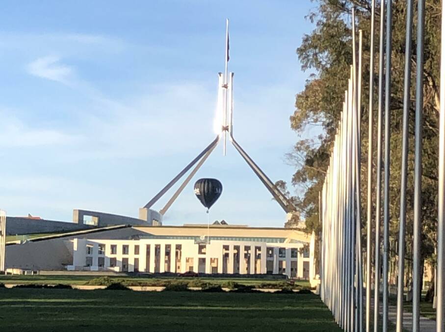 A balloon that Senator Larissa Waters says she photographed at Parliament House on Monday, despite a no-fly zone.
