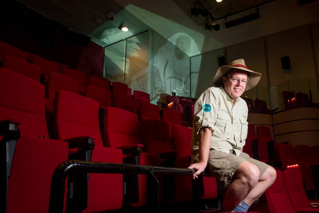 Tim the Yowie Man in the National Film and Sound Archive's theatrette. Picture: Elesa Kurtz