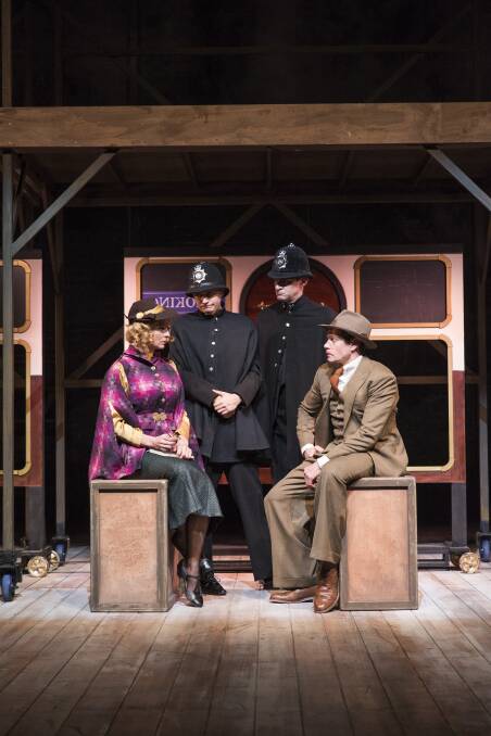 From left, Anna Steen, Tim Overton, Charles Mayer and Nathan Page in The 39 Steps. Picture: Shane Reid