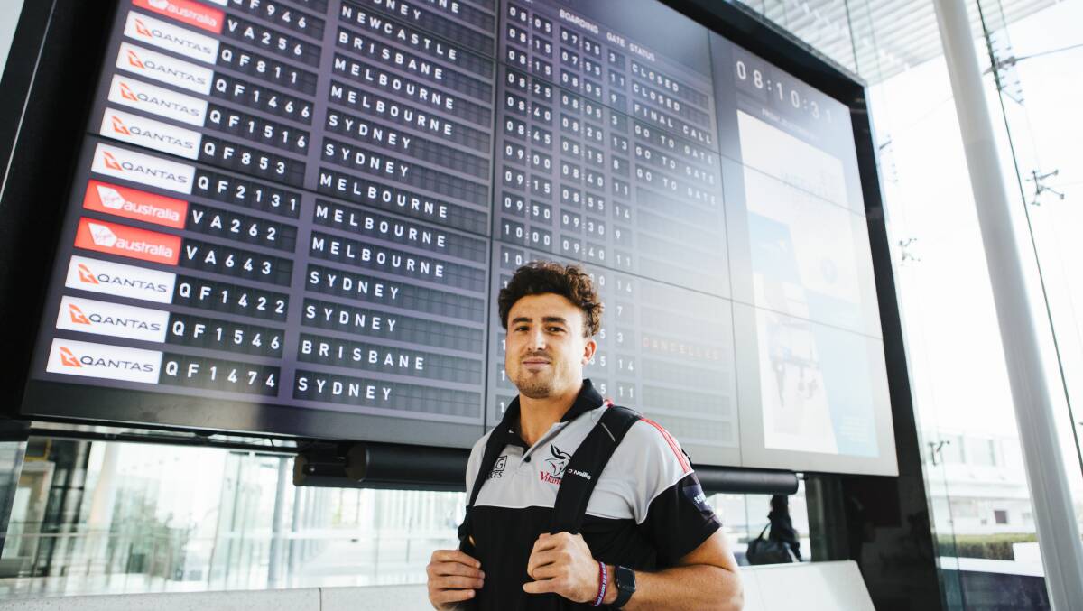 Tom Banks ahead of the Canberra Vikings' flight to Perth for the NRC decider. Picture: Jamila Toderas