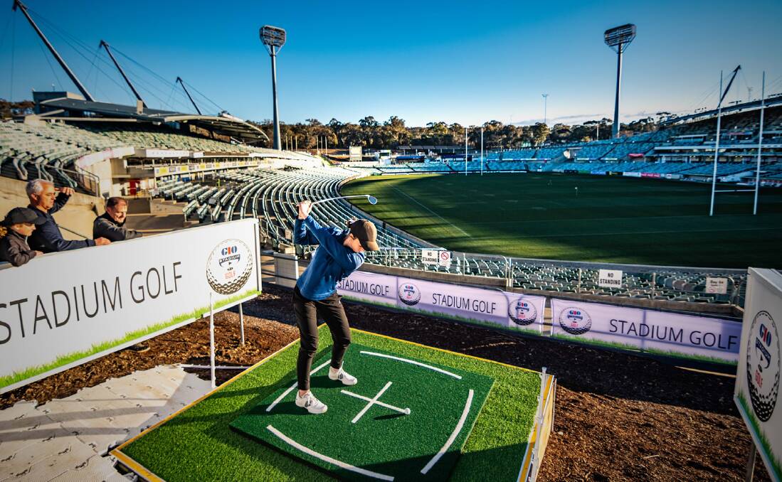Fore: Have you thought about hitting golf balls at Canberra Stadium? Picture: Supplied
