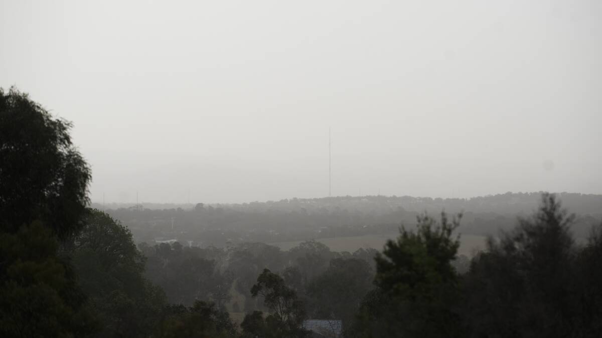Westerly winds blew dust across Canberra on Friday afternoon, sparking a health warning. Picture: Dion Georgopoulos