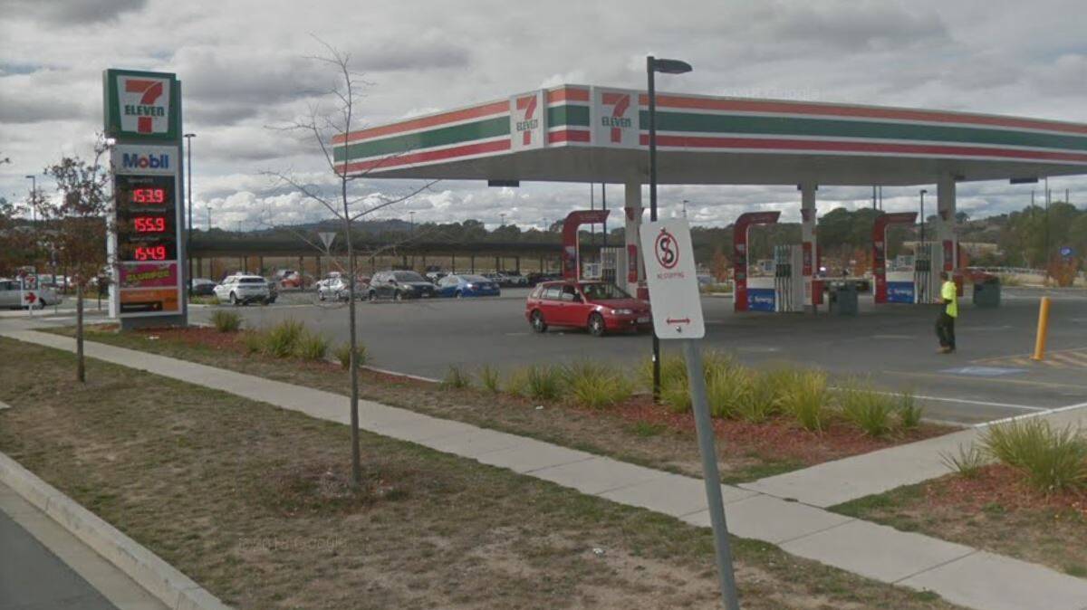 The 7-Eleven service station in Casey, where a man was allegedly doused with diesel fuel in February. Picture: Google Street View