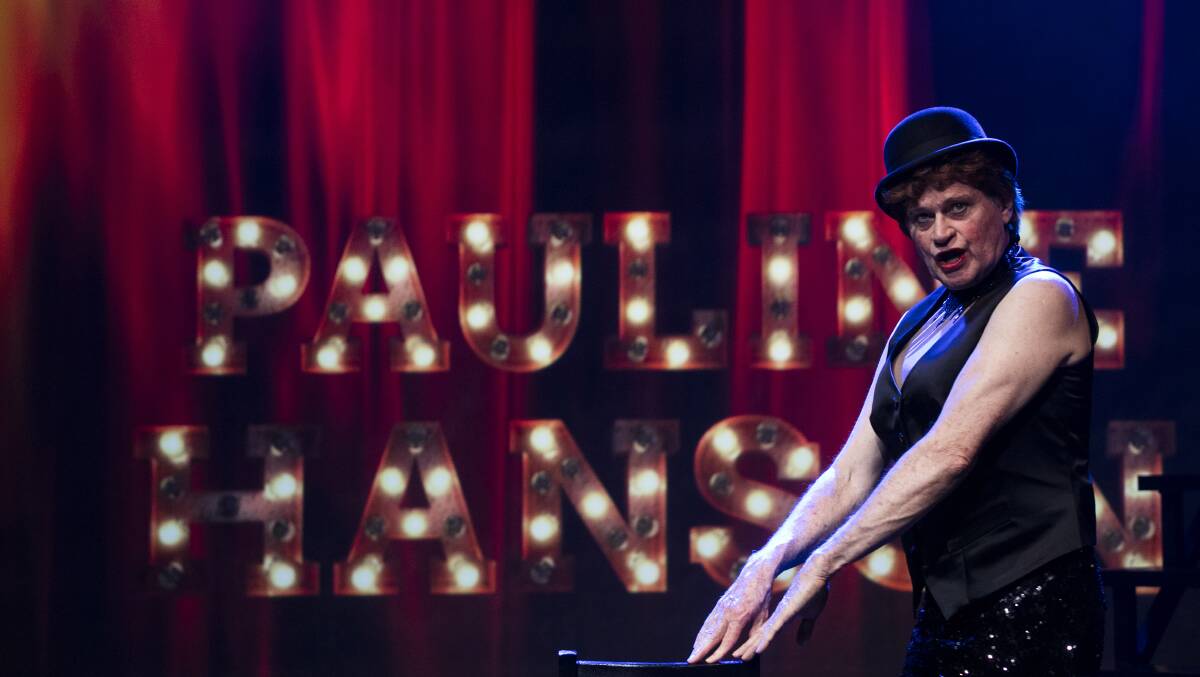 Drew Forsythe as Pauline Hanson in Cabaret in the 2019 Wharf Revue. Picture: Brett Boardman