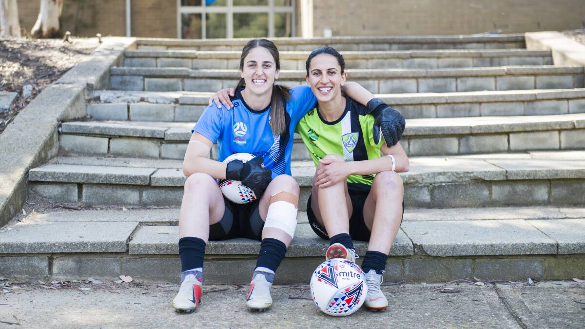 Canberra United sisters Sham Khamis and Leena Khamis. Picture: Dion Georgopoulos