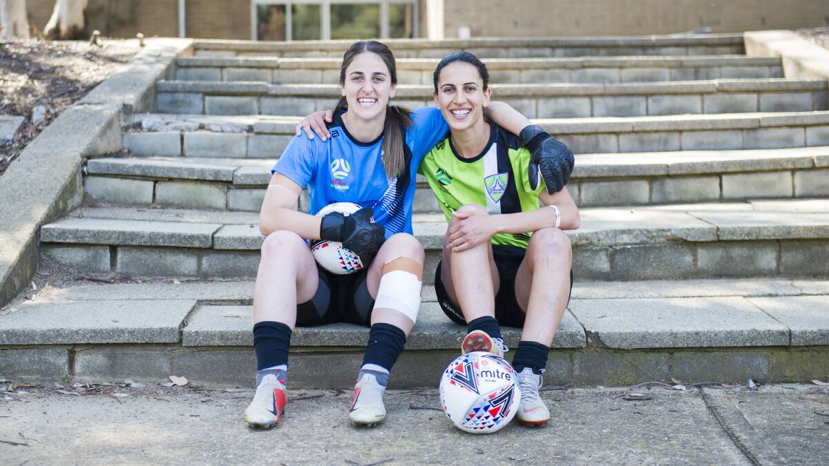 Leena Khamis joins younger sister Sham at Canberra United. Picture: Dion Georgopoulos