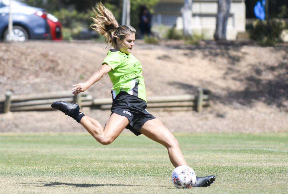 Kick off: Canberra United's Katie Stengel is preparing for her first season in CAnberra. Picture: Dion Georgopoulos