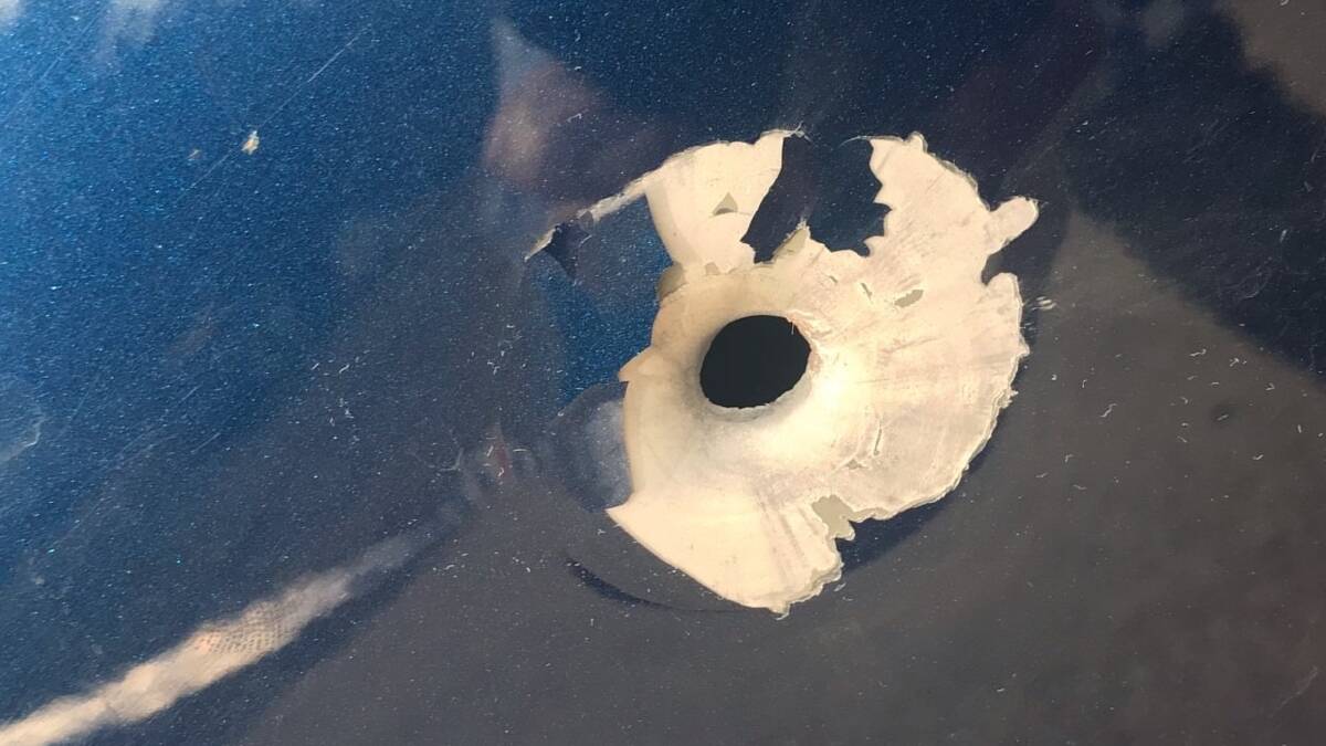Bullet holes in the car in an alleged traffic altercation in Queanbeyan earlier this month. Picture: NSW Police