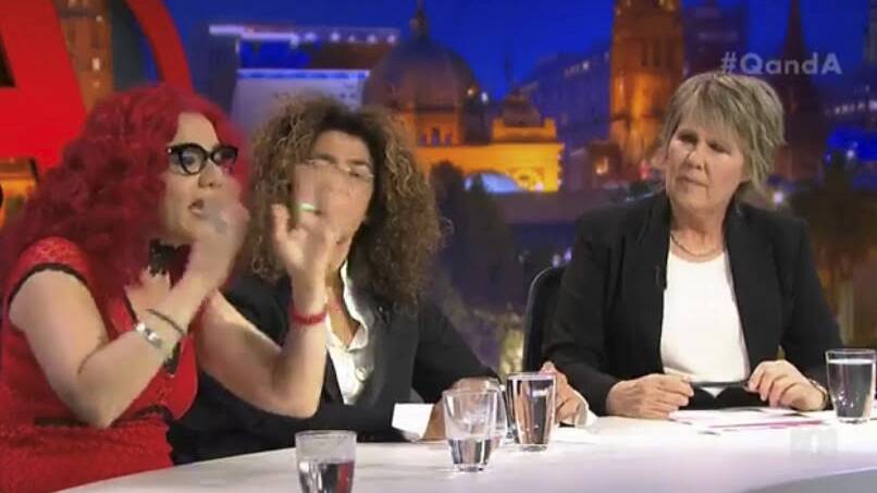 Mona Eltahawy, Hana Assafiri and Fran Kelly on Q&A. Picture: ABC Q&A