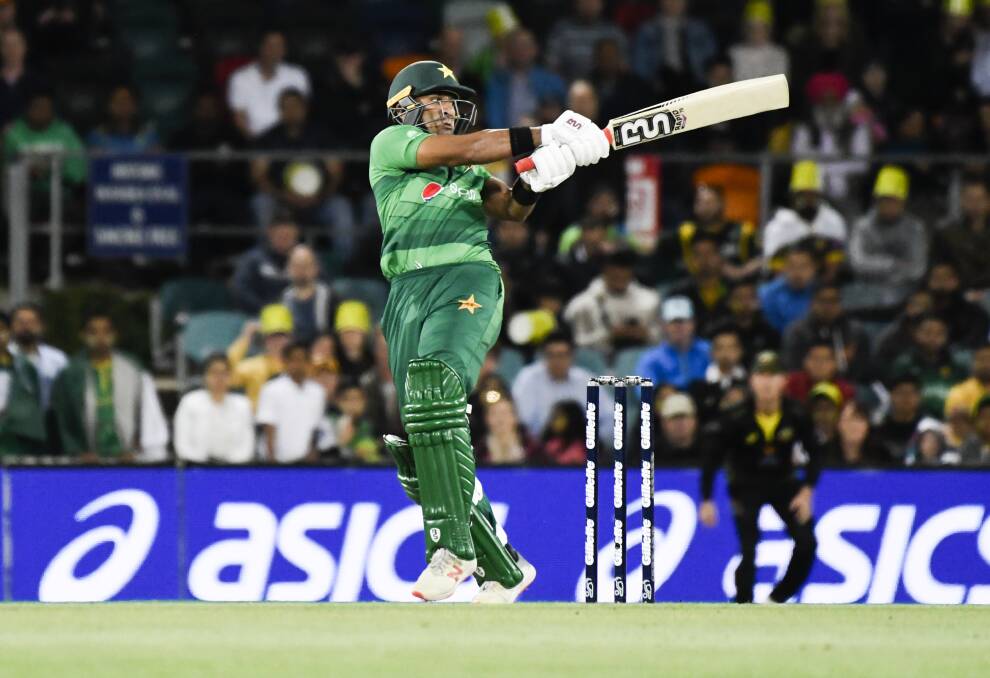 Iftikhar Ahmed played a starring role for Pakistan as fans turned up in droves to the clash in Canberra - but it wasn't enough to help the tourists to victory. Pictures: Dion Georgopoulos