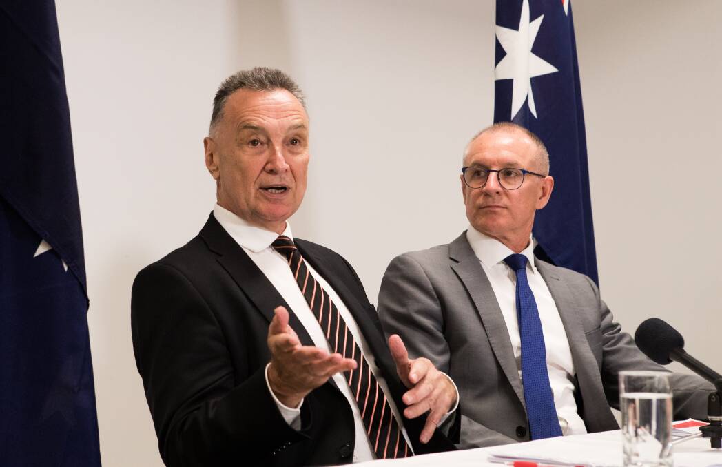 Former trade minister Craig Emerson and South Australian Premier Jay Weatherill. Picture: Jason South