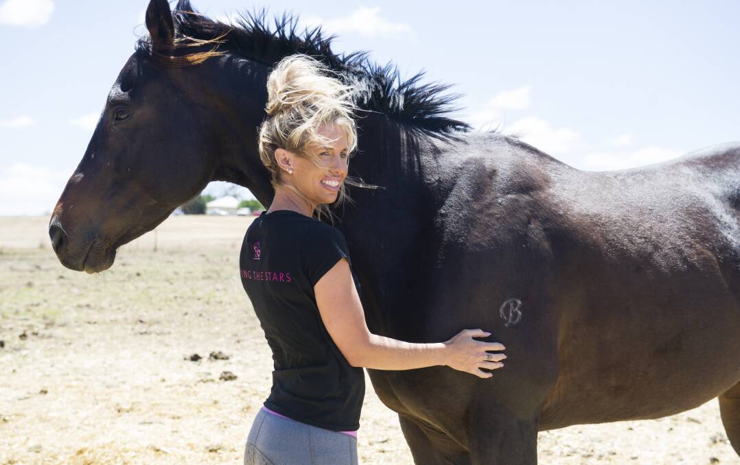 Chynna Marston, with Don, believes retired racehorses can easily transition to post-racing life as they've been handled by humans their whole lives. Picture: Dion Georgopoulos