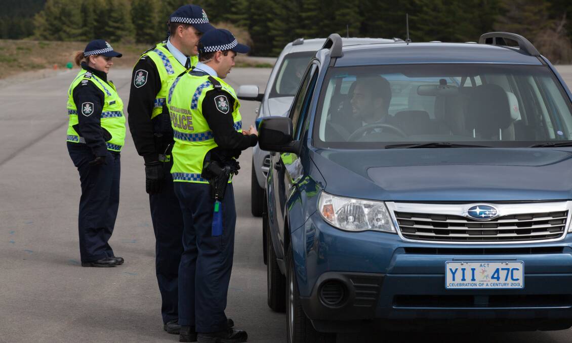 ACT police conducting roadside drug testing. Picture: AFP