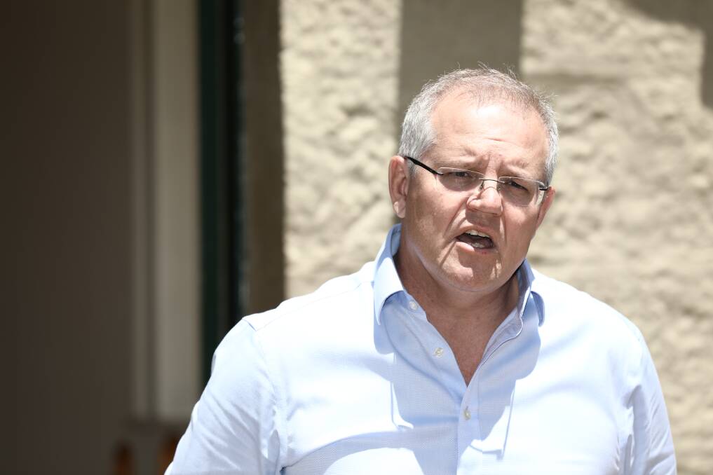 Prime Minister Scott Morrison speaks to the media about the federal government's response to the bushfires across NSW and Queensland at Kirribilli House, Sydney. Picture: Dominic Lorrimer