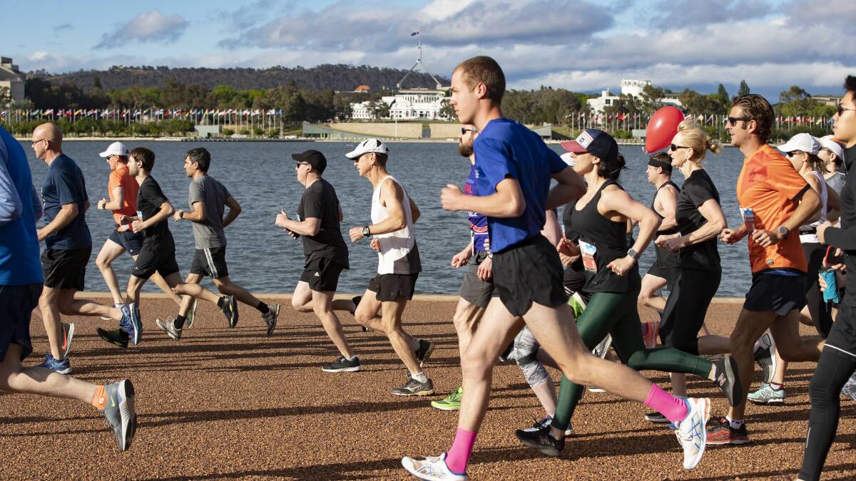Runners set off on the 2019 Canberra Times Fun Run 10km event. Picture: Sitthixay Ditthavong