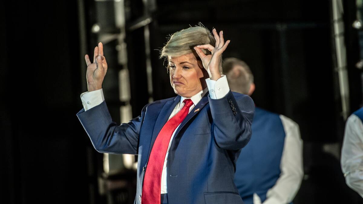 Helen Dallimore as Donald Trump in The Wharf Revue. Picture: Karleen Minney